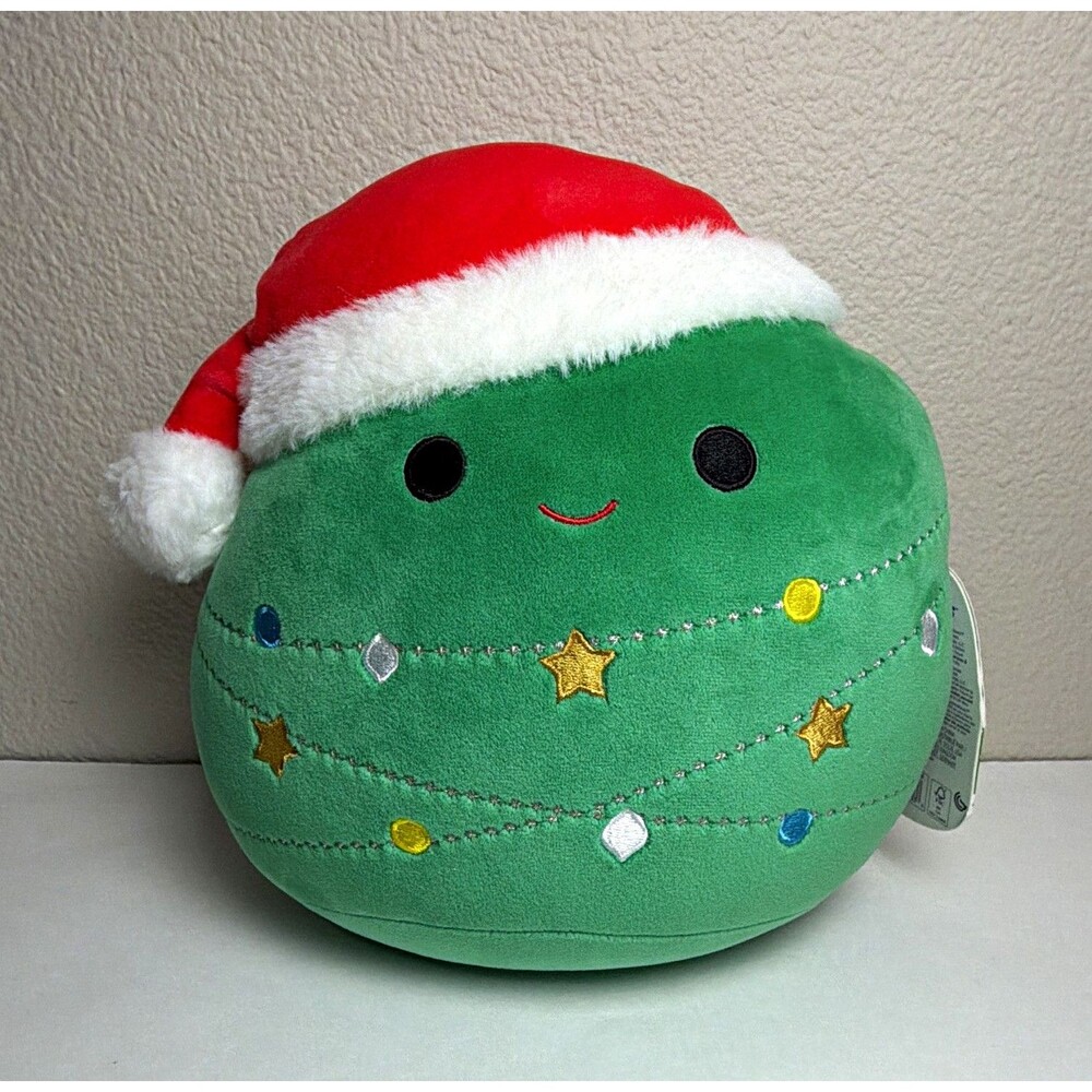 Squishmallows Andy Christmas Tree Plush Stuffed Animal Santa Hat Washable 8”